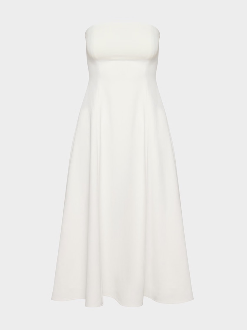 Aritzia Strapless White A-Line Midi Dress